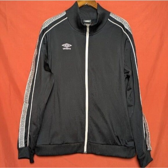 Umbro Black Track Jacket Size XL Blokecore White Geometric Stripes Y2K Athletic - Picture 1 of 8